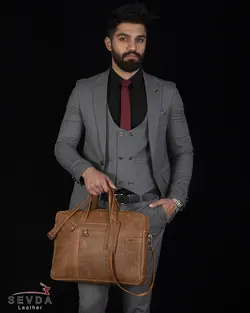 کیف اداری لپ تاپی  (عسلی)