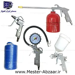 پک 5 تکه ابزار بادی ادون پیستوله رنگ نازل باد گازوئیل پاش گیج باد و شیلنگ فنری کمپرسور هوا ادون مدل EDON WP-5