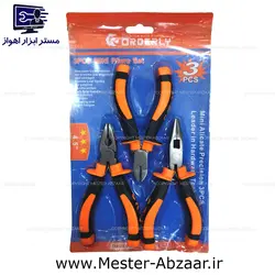 مجموعه ۳ تکه انبر دست سیم چین دم باریک 4.5 اینچ مخابراتی اردرلی ORDERLY 3PC