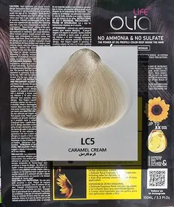 رنگ مو اولیا لایف سری کافی شاپ شماره LC5 رنگ کرم کارامل حجم 100 میل