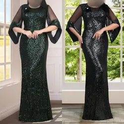 لباس مجلسی زنانه سایز بزرگ نامزدی عقد فرمالیته سایز 44 تا 54 قد 160 پارچه پولک مدل نسترن