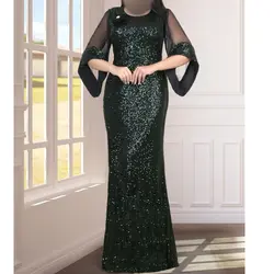 لباس مجلسی زنانه سایز بزرگ نامزدی عقد فرمالیته سایز 44 تا 54 قد 160 پارچه پولک مدل نسترن