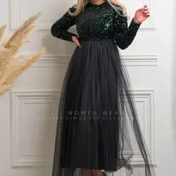 لباس مجلسی زنانه عروسکی پولک چمنی تور سایز 36 تا 46 مطابق با ژورنال مدل دریا