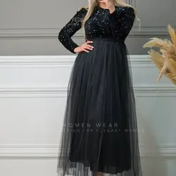 لباس مجلسی زنانه عروسکی پولک چمنی تور سایز 36 تا 46 مطابق با ژورنال مدل دریا