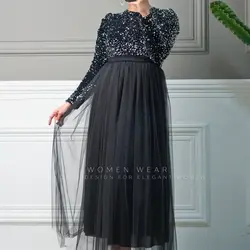 لباس مجلسی زنانه عروسکی پولک چمنی تور سایز 36 تا 46 مطابق با ژورنال مدل دریا