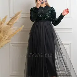 لباس مجلسی زنانه عروسکی پولک چمنی تور سایز 36 تا 46 مطابق با ژورنال مدل دریا