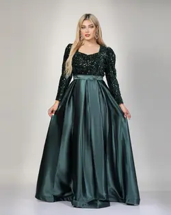 لباس مجلسی زنانه فرمالیته عقد نامزدی پولک و دامن ساتن