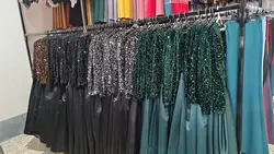 لباس مجلسی زنانه فرمالیته عقد نامزدی پولک و دامن ساتن