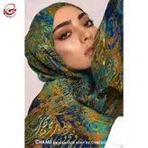 روسری نقاشیخط هنری ایرانی چام با شعر مزرع باغ فلک حافظ از گالری چارگوش 2216