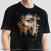 تیشرت یقه گرد مشکی طرح هنری مرا رخسار او باید برند چام از گالری چارگوش 2781