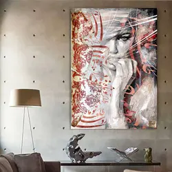 تابلو بوم نقاشیخط هنری مدرن ایرانی با شعر گوشهٔ ابرویِ توست منزلِ جانم از گالری چارگوش مدل 6423