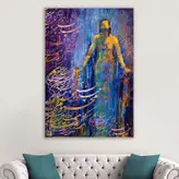 تابلو بوم نقاشیخط هنری مدرن ایرانی با شعر چنان در قید مهرت پای بندم از گالری چارگوش مدل 2210