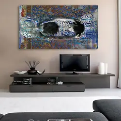 تابلو بوم نقاشیخط هنری مدرن ایرانی گالری چارگوش مدل 5530