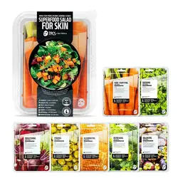 پک ماسک ورقه ای سالاد هویچ فارم اسکینSuper Food Salad For Skin Facial Sheet Mask Carrot Set