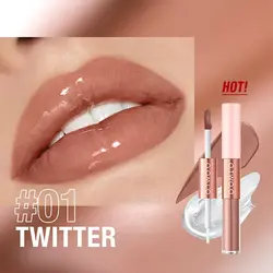 رژ لب مایع مات و لیپ گلاس دو سر او تو اوO.TWO.O 2 IN 1 Matte Long Wear Lip Gloss Clear Moisturizing Lip Oil