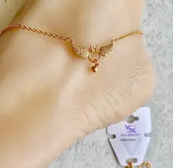 پابند آب طلا مدل حلقه بال دار با آویز کد ۸۹۱
