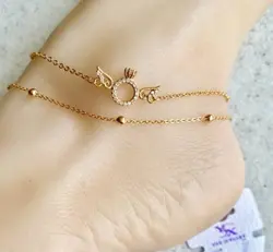 پابند آب طلا مدل حلقه بال دار کد ۸۹۱