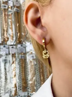 گوشواره رینگ با آویز هلو کیتی کد ۲۹۹