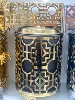 سطل جا دستمال  درب دار طلایی و نقره ای