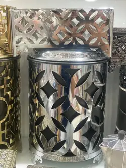 سطل جا دستمال  درب دار طلایی و نقره ای
