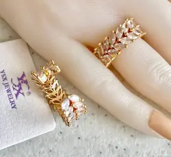 انگشتر ysx  مدل نگین دار برگ و گندم کد ۱۵۹۱