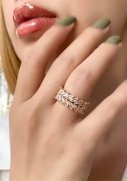 انگشتر ysx  مدل نگین دار برگ و گندم کد ۱۵۹۱