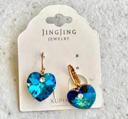 گوشواره آویز کریستال قلبی کد ۲۵۹۱