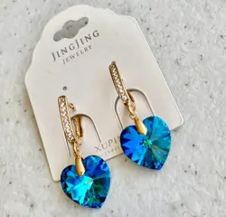 گوشواره آویز کریستال قلب کد ۳۱۹۱