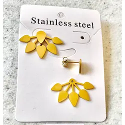 گوشواره استیل مدل ۵ برگ طلایی کد ۴۶۵