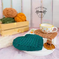 زیر لیوانی قلبی مکرومه