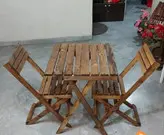 ست دو نفره میز و صندلی تاشو چوبی