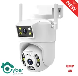 دوربین مینی اسپیددام سیمکارتی IP تحت شبکه چرخشی 8MP 4K دو لنزه بیسیم مدل C10-546