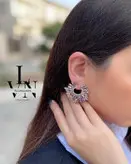 گوشواره کریستالی طرح جواهر بنفش