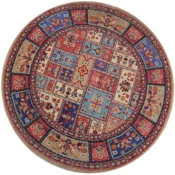 فرش گرد گبه کد 6508 زمینه شکلاتی (غیربرجسته)