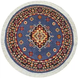 فرش گرد گبه کد 6502 زمینه آبی (غیربرجسته)