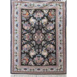 فرش گبه ابریشمی کد 3070 زمینه مشکی (غیربرجسته)