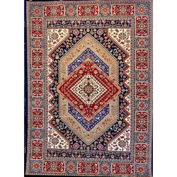 فرش گبه 700 شانه کد 105 زمینه سورمه ای (غیربرجسته)
