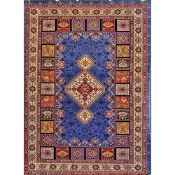 فرش گبه 700 شانه کد 102 زمینه آبی (غیربرجسته)