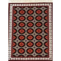 فرش گبه ابریشمی کد 6050 زمینه بژ (غیربرجسته)