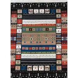 فرش گبه ابریشمی کد 1050 زمینه مشکی (غیربرجسته)