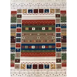 فرش گبه ابریشمی کد 1050 زمینه کرم (غیربرجسته)