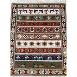 فرش گبه ابریشمی کد 1010 زمینه کرم (غیربرجسته)