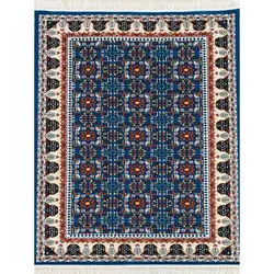 فرش گبه ابریشمی کد 5090 زمینه آبی (غیربرجسته)