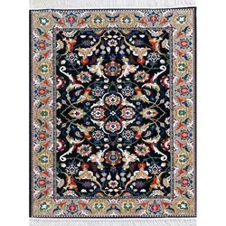 فرش گبه ابریشمی کد 4040 زمینه مشکی (غیربرجسته)