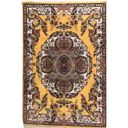 فرش گبه ابریشمی کد 3090 زمینه زرد (غیربرجسته)