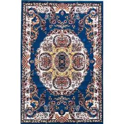 فرش گبه ابریشمی کد 3090 زمینه آبی (غیربرجسته)