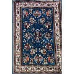 فرش گبه ابریشمی کد 3070 زمینه آبی (غیربرجسته)