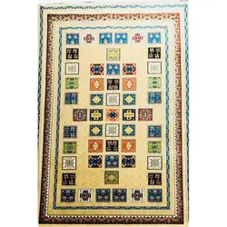 فرش گبه ابریشمی کد 3020 زمینه بژ (غیربرجسته)