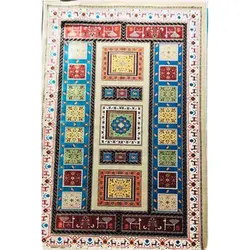 فرش گبه ابریشمی کد 2010 زمینه بژ (غیربرجسته)