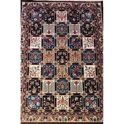 فرش گبه ابریشمی کد 1040 زمینه لاکی (غیربرجسته)